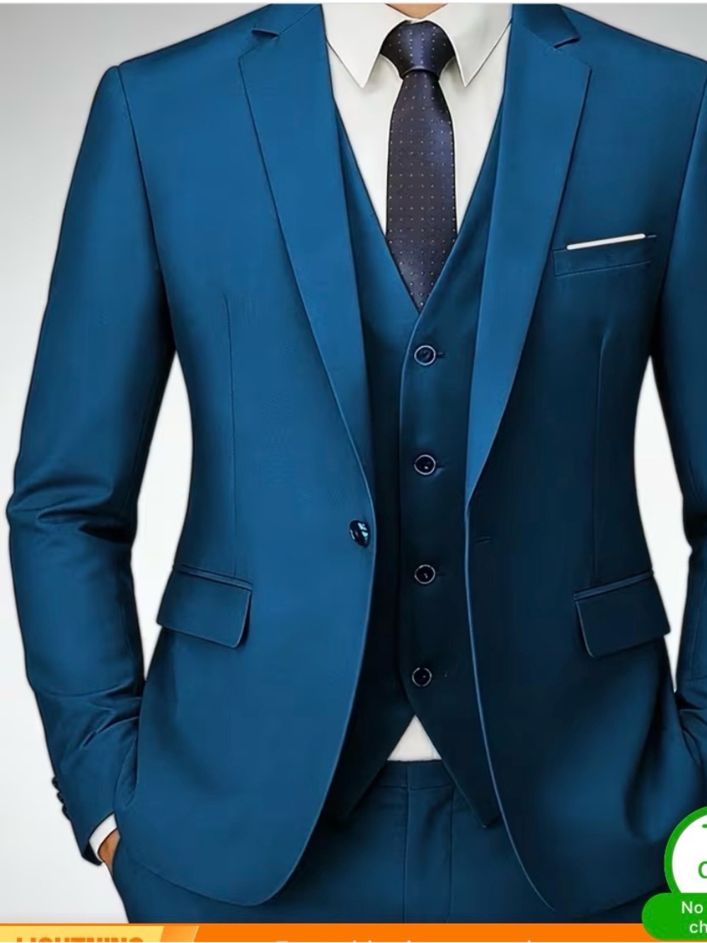 Men's Teal Blue Two-Piece Single-Breasted Suit size M
